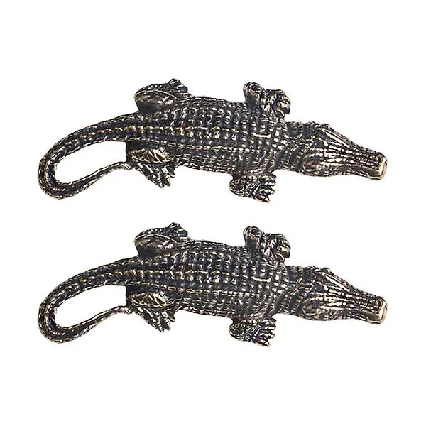 2pcs Brass Solid Crocodile Keychain Pendant Retro Creative Brass Keyring Pendant