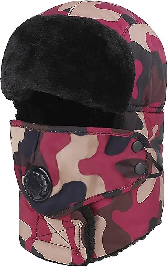 3IN1 WARM FUR LINED TRAP CAP WITH EAR FLAP FULL FACE NECK WARMER FOR WIND PROTECTION AND WARMTH