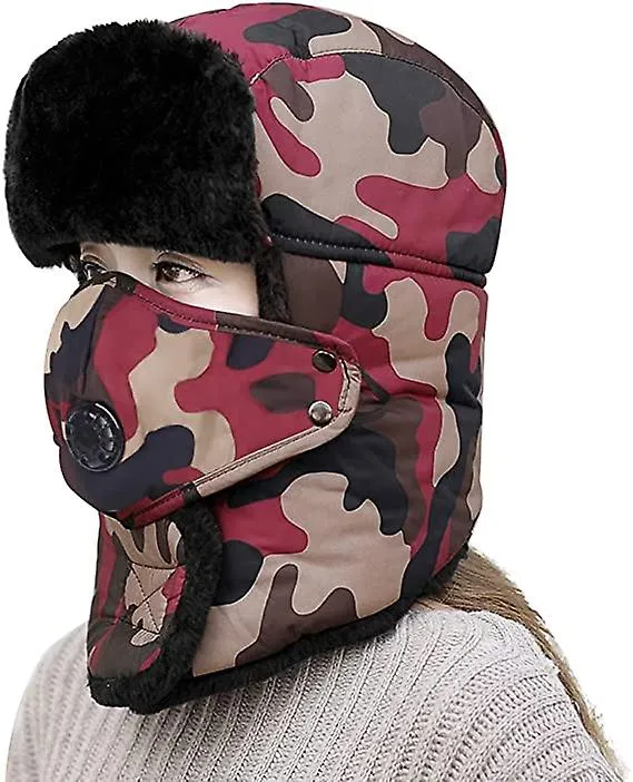 3IN1 WARM FUR LINED TRAP CAP WITH EAR FLAP FULL FACE NECK WARMER FOR WIND PROTECTION AND WARMTH