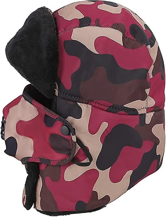 3IN1 WARM FUR LINED TRAP CAP WITH EAR FLAP FULL FACE NECK WARMER FOR WIND PROTECTION AND WARMTH