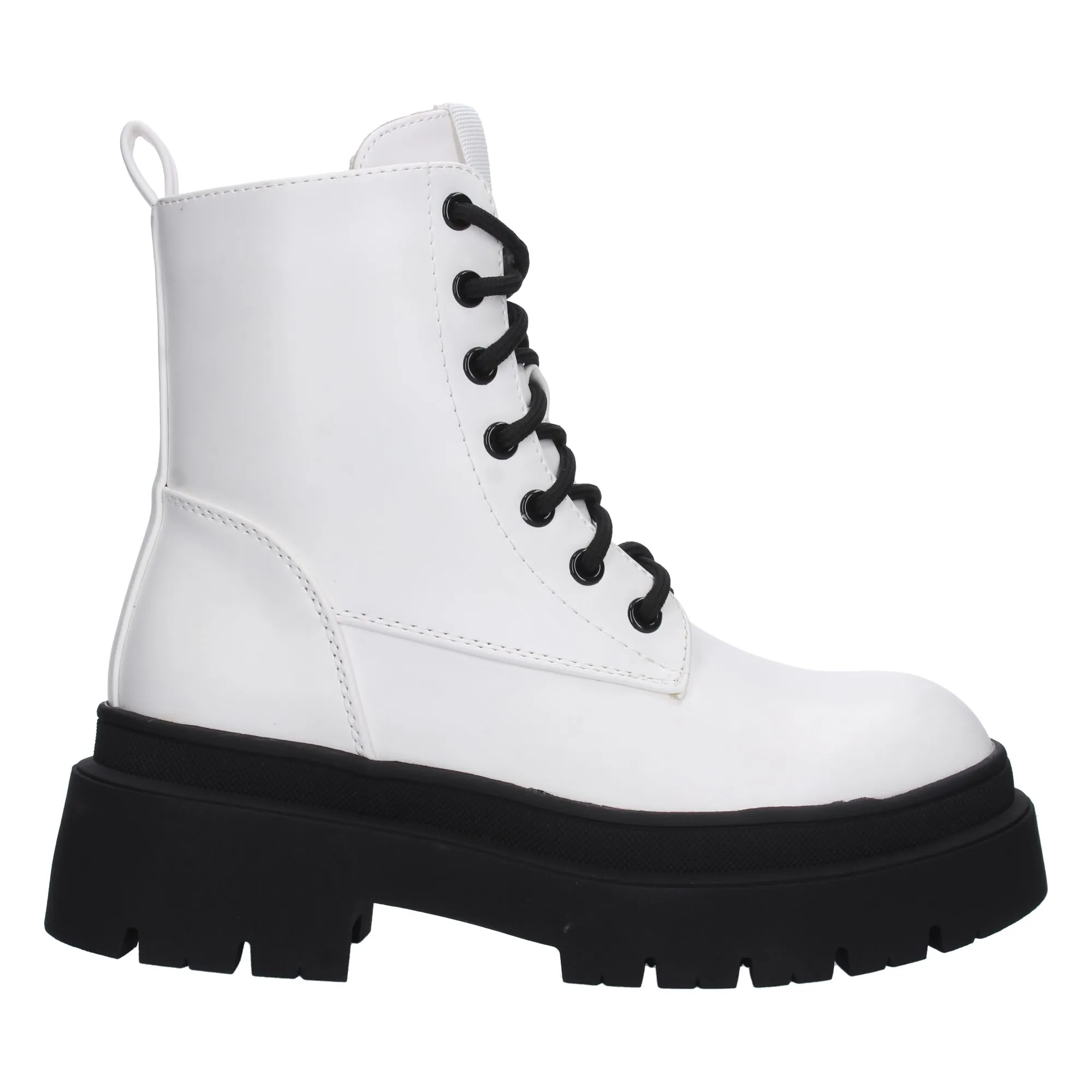 Botas militares plataforma negra mujer color blanco 9519A