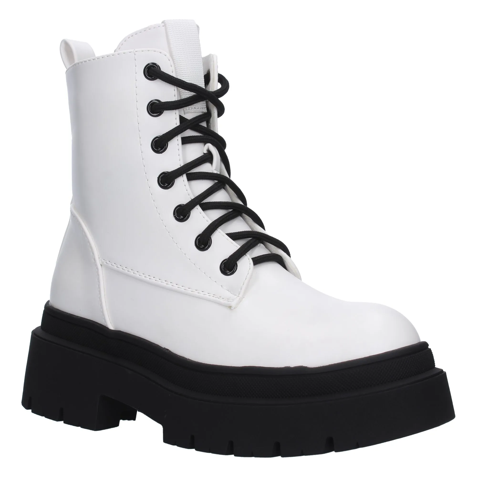Botas militares plataforma negra mujer color blanco 9519A