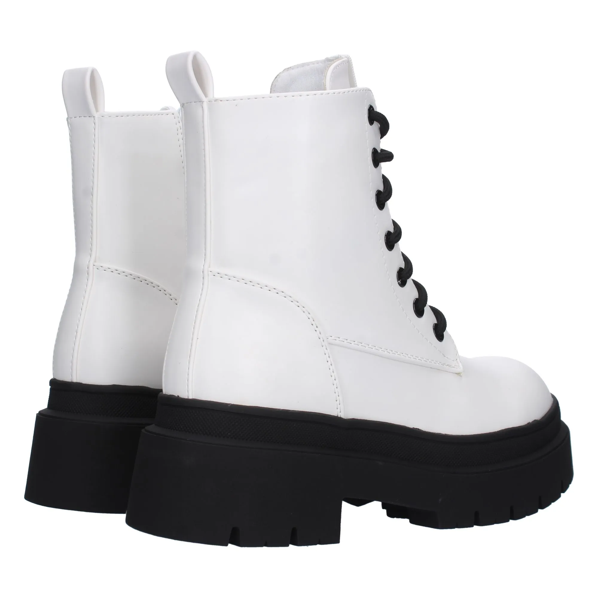 Botas militares plataforma negra mujer color blanco 9519A