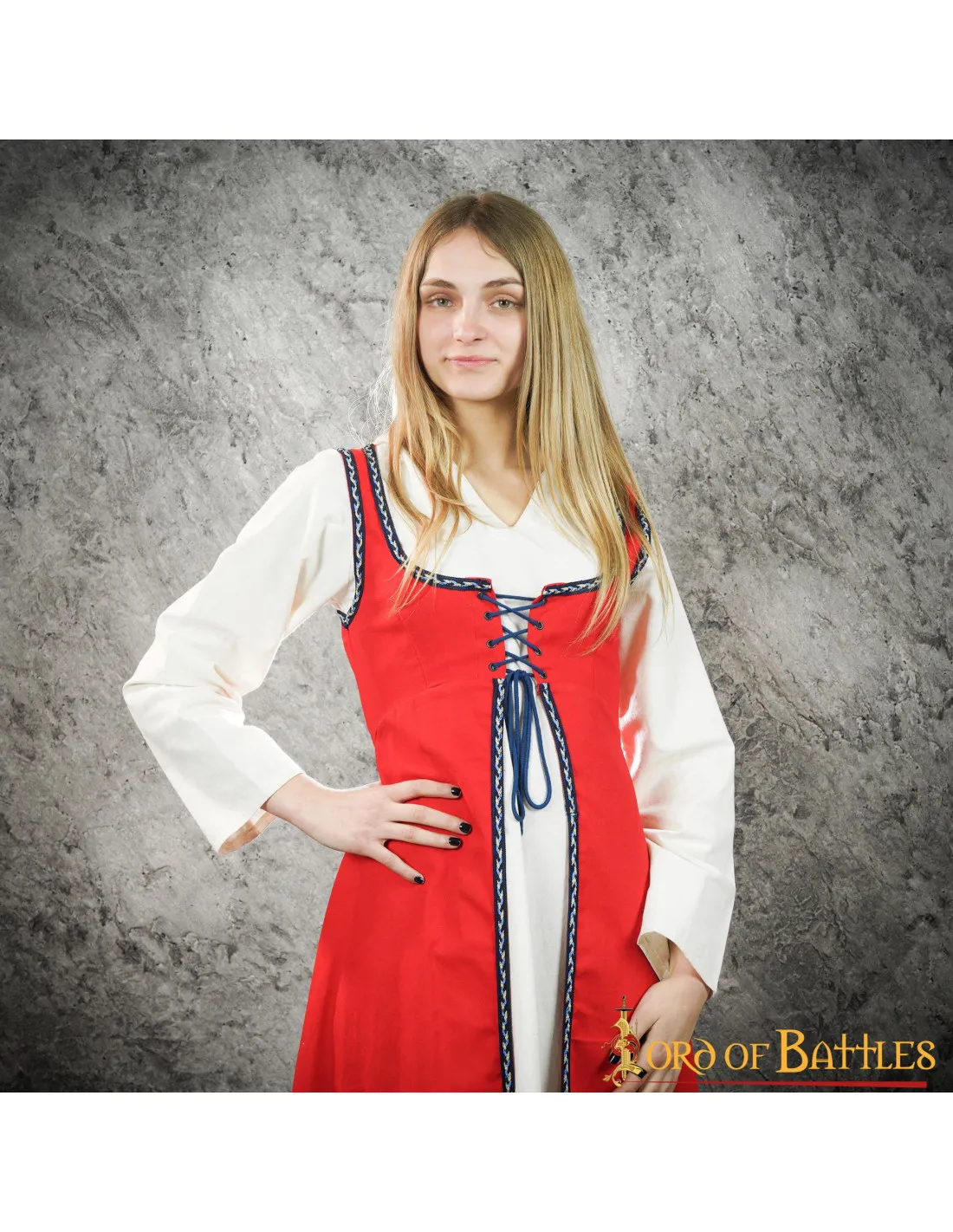 Brial Medieval rojo con cordones