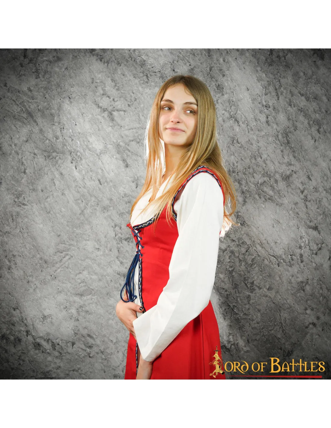 Brial Medieval rojo con cordones