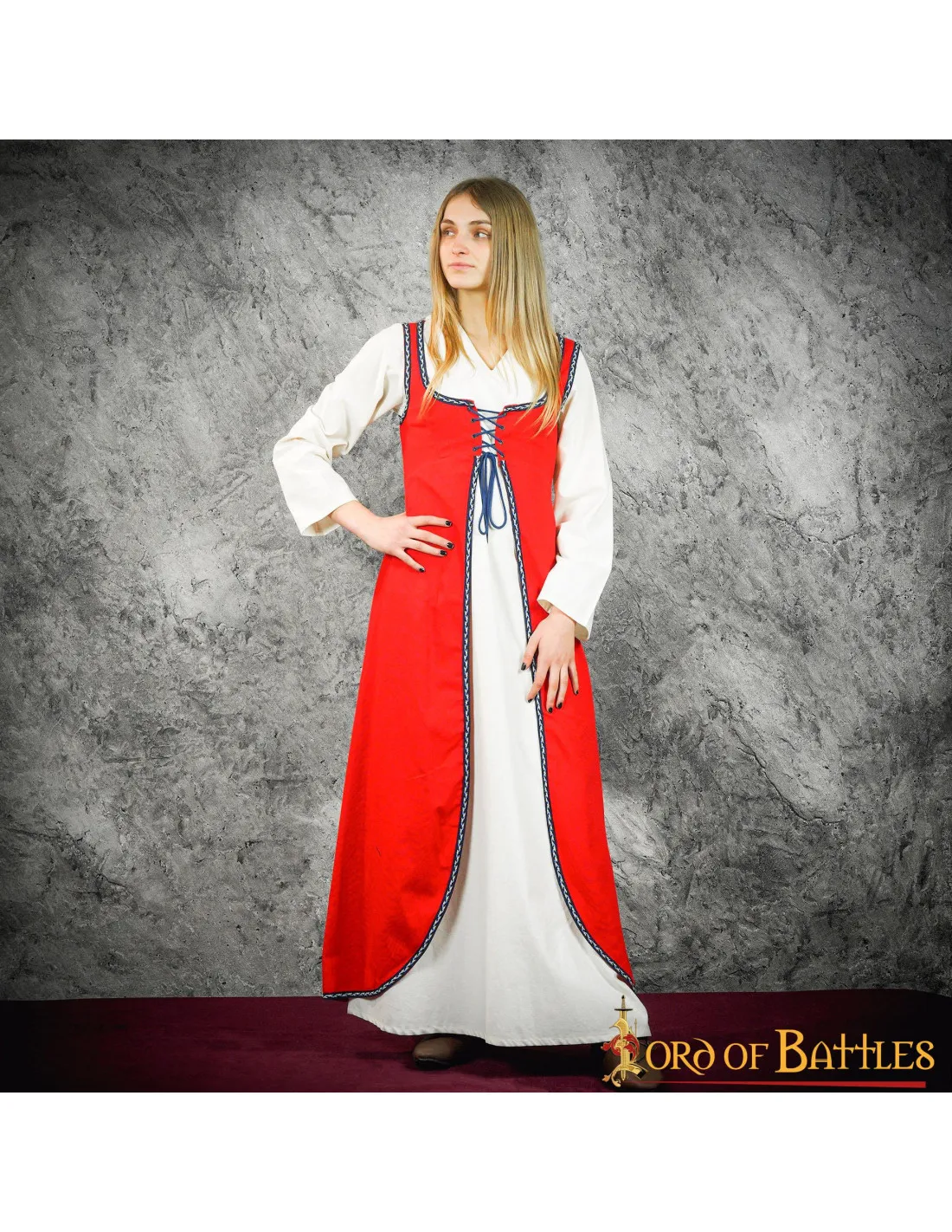 Brial Medieval rojo con cordones
