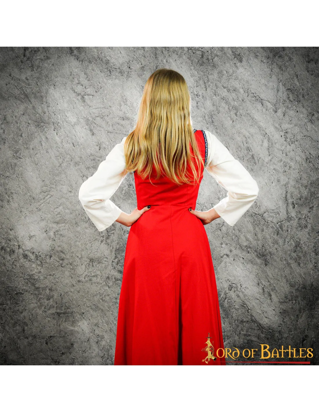 Brial Medieval rojo con cordones
