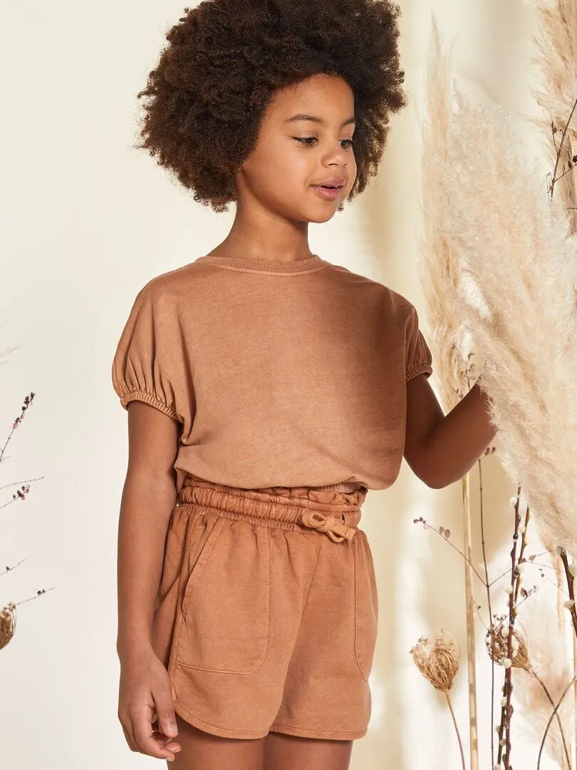 CAMISA CON MANGA ELáSTICA  MARRON
