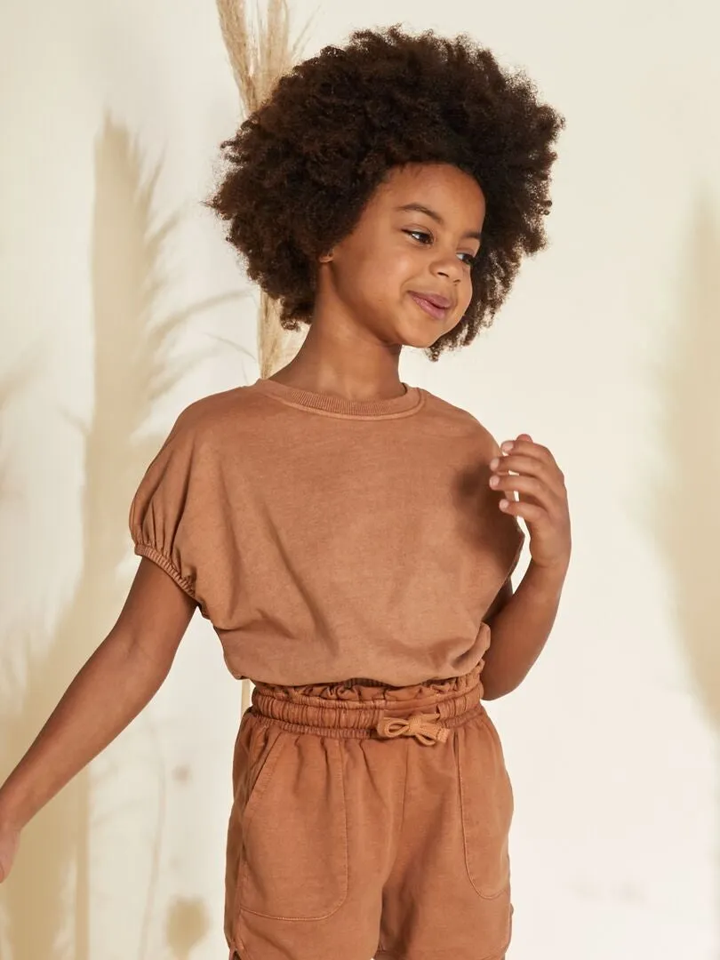 CAMISA CON MANGA ELáSTICA  MARRON