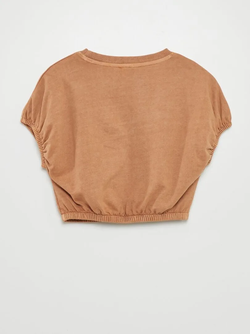 CAMISA CON MANGA ELáSTICA  MARRON