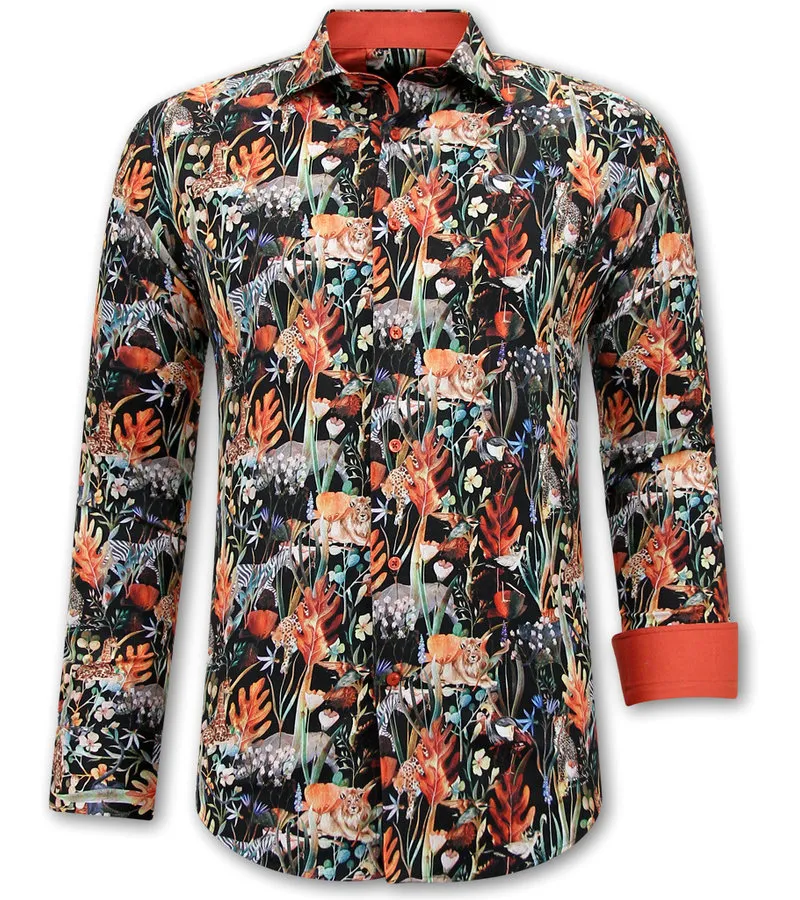 CAMISA ESTAMPADO ANIMAL HOMBRE  3120  NEGRO