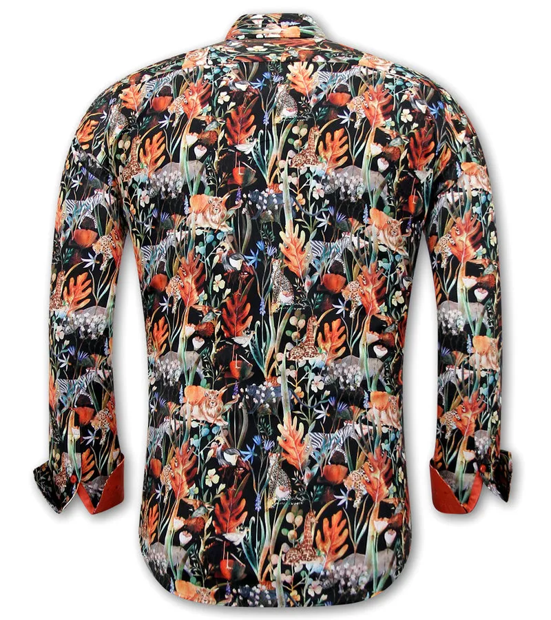 CAMISA ESTAMPADO ANIMAL HOMBRE  3120  NEGRO