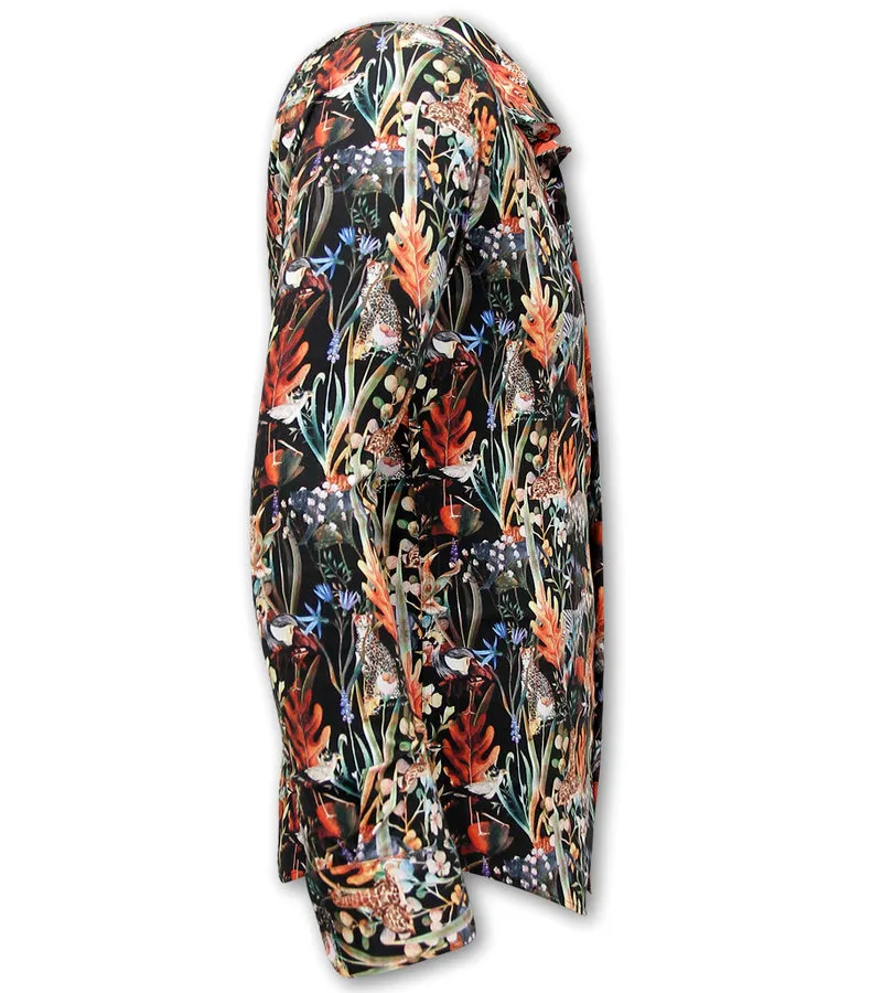 CAMISA ESTAMPADO ANIMAL HOMBRE  3120  NEGRO
