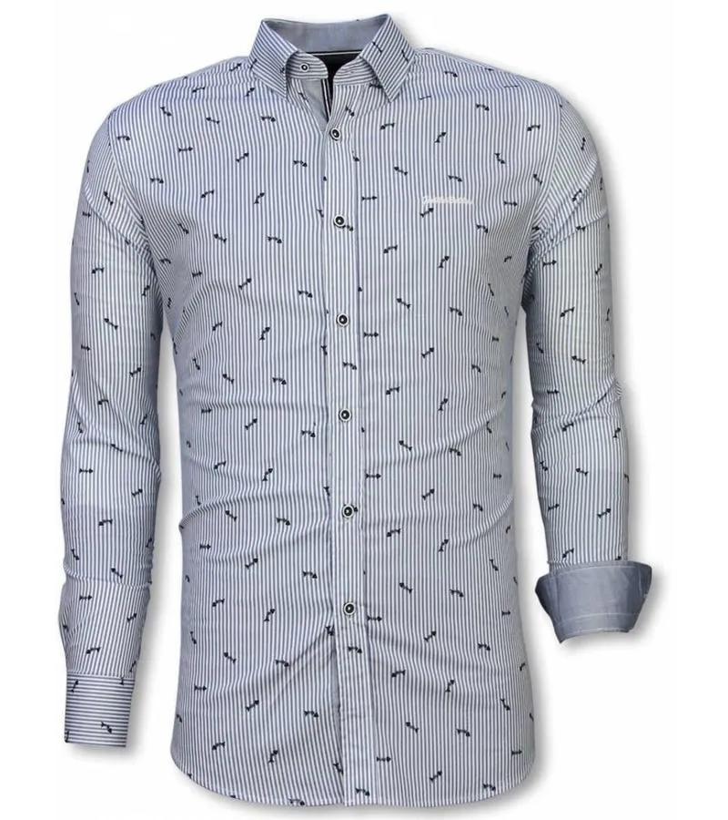 CAMISA ITALIANA  CAMISA SLIM FIT  CAMISA FISHBONE PATTERN  AZUL CLARO