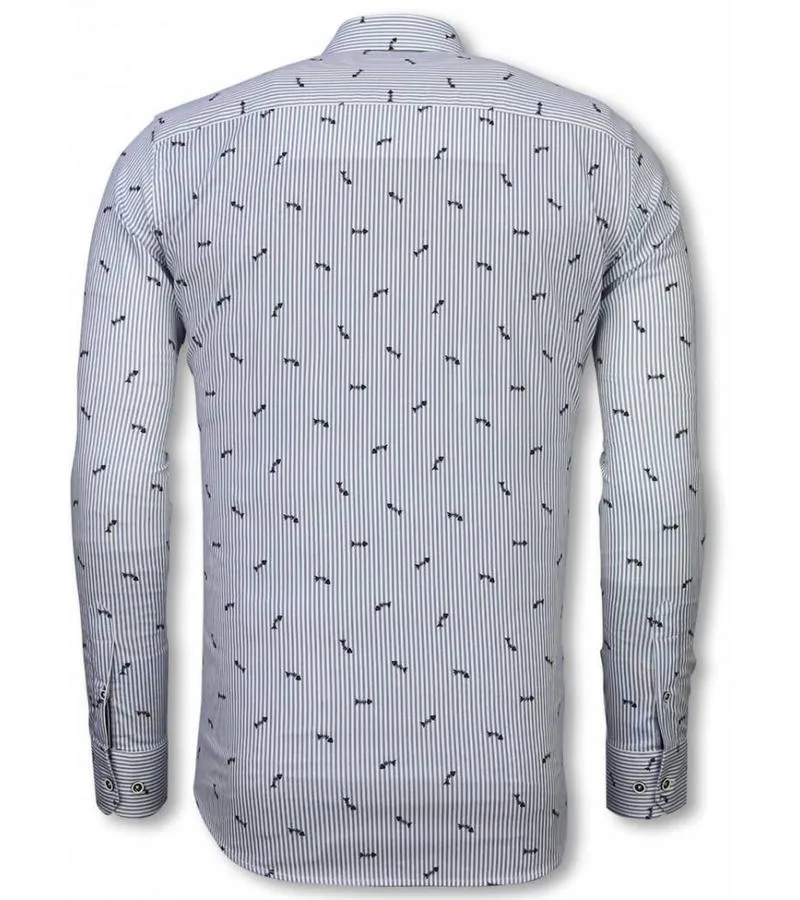 CAMISA ITALIANA  CAMISA SLIM FIT  CAMISA FISHBONE PATTERN  AZUL CLARO