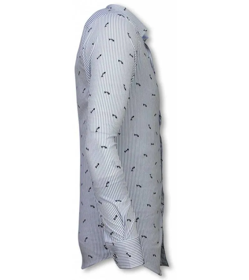 CAMISA ITALIANA  CAMISA SLIM FIT  CAMISA FISHBONE PATTERN  AZUL CLARO