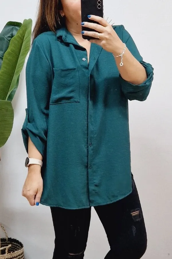 Camisa Larga Basic Verde