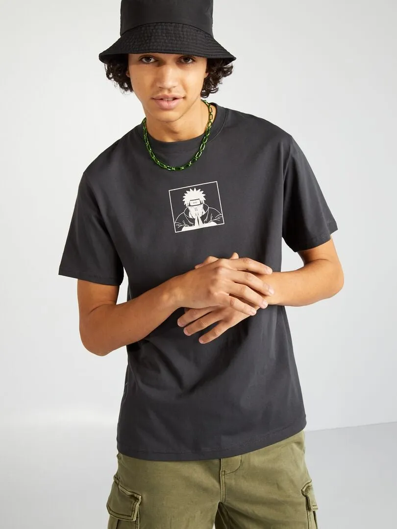 CAMISETA CON CUELLO REDONDO 'NARUTO'  NEGRO