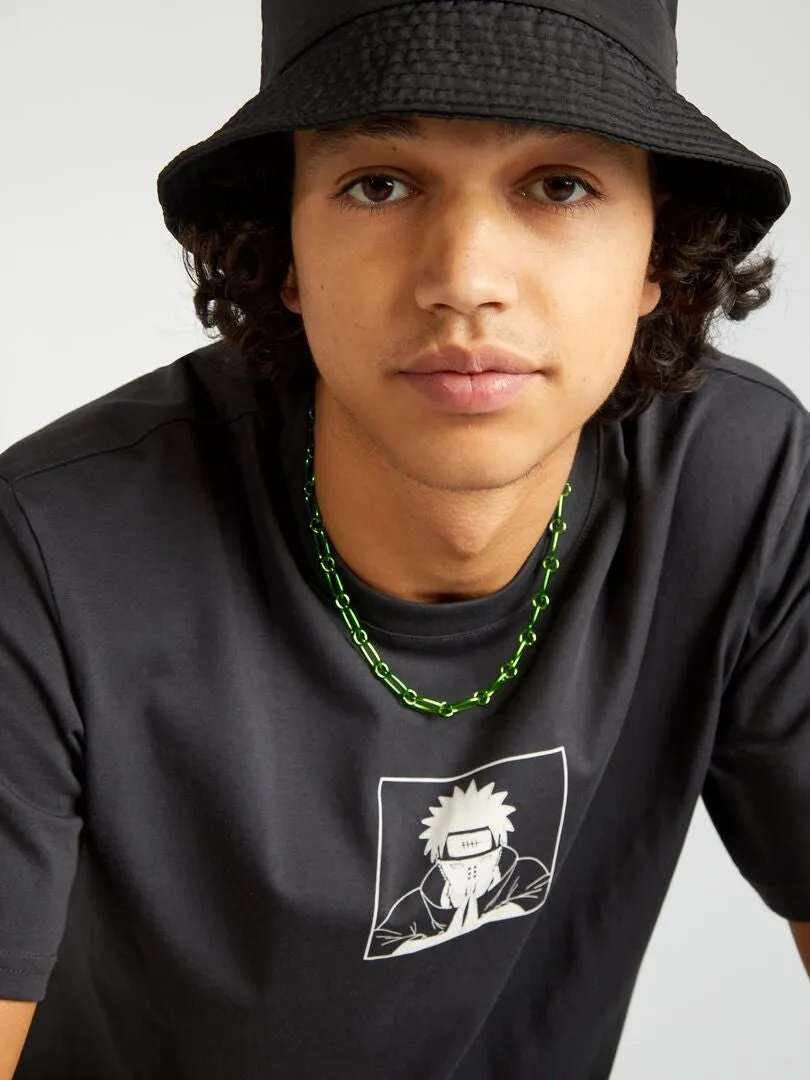 CAMISETA CON CUELLO REDONDO 'NARUTO'  NEGRO