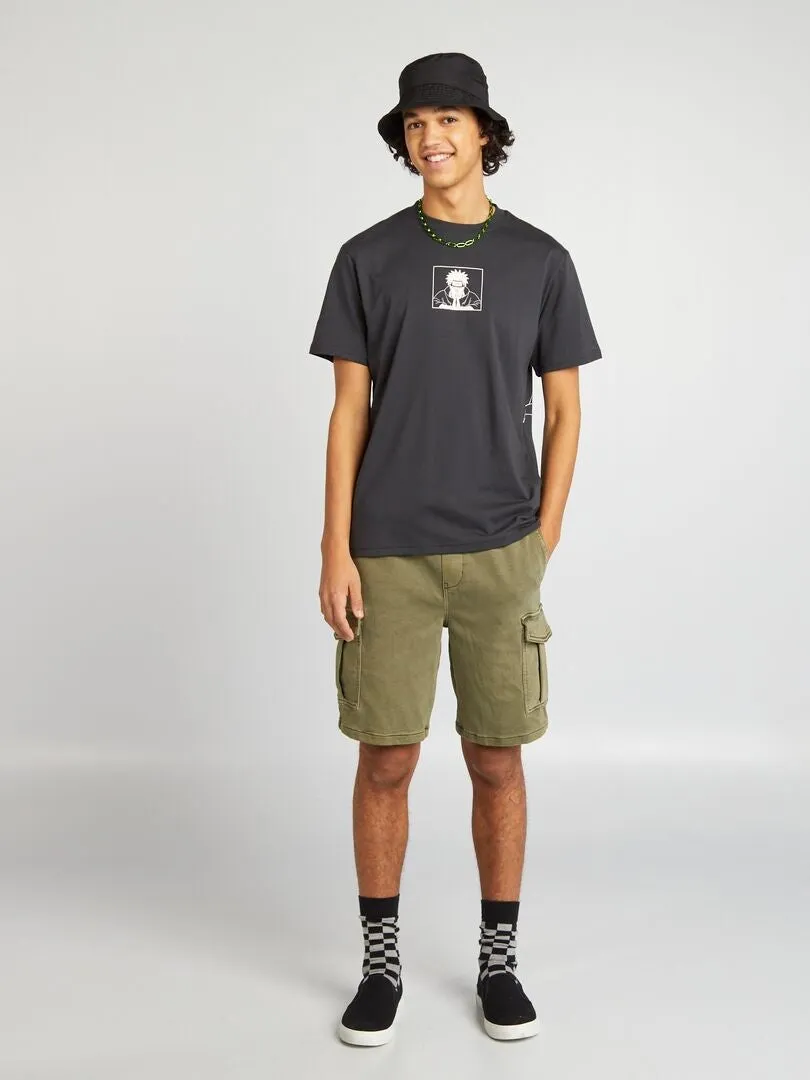 CAMISETA CON CUELLO REDONDO 'NARUTO'  NEGRO
