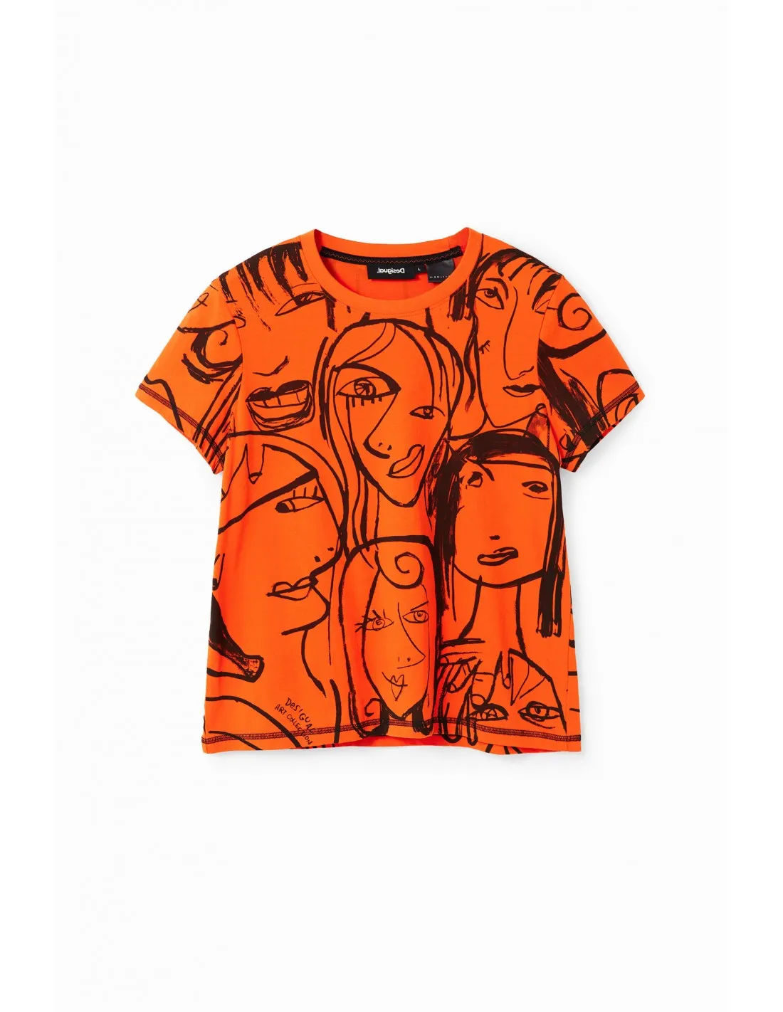 Camiseta con estampado de caras a contraste de Desigual