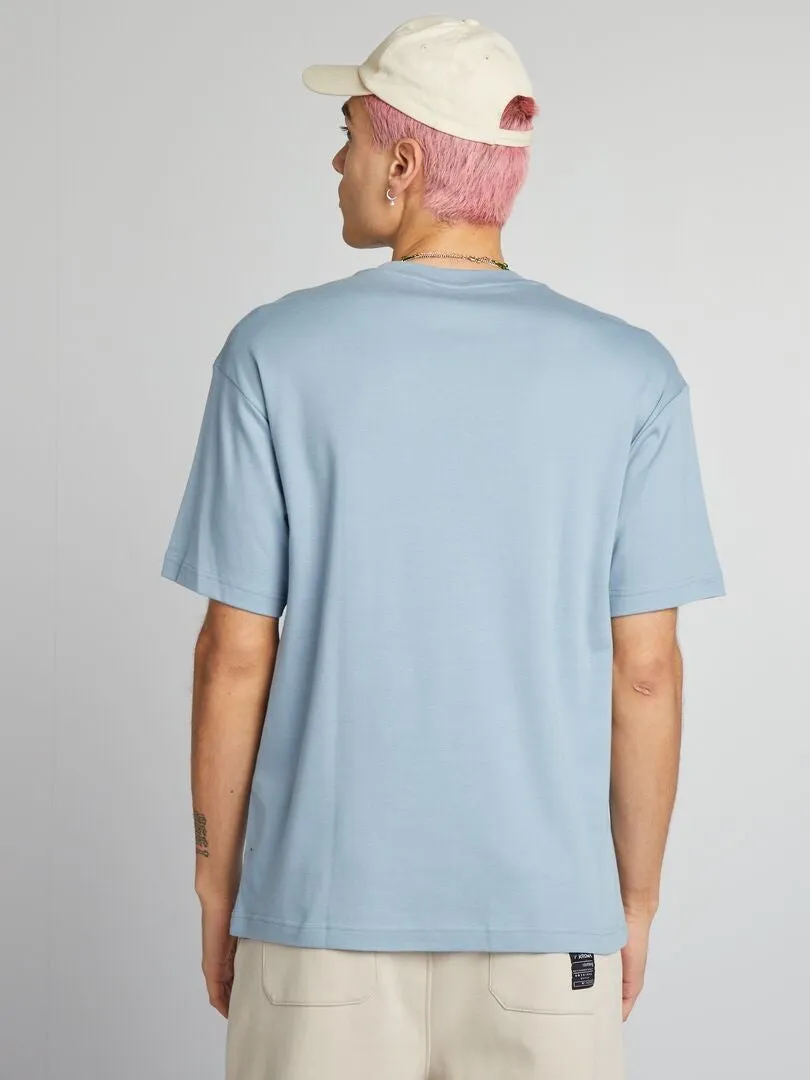 CAMISETA DE ALGODóN CON CUELLO REDONDO  AZUL