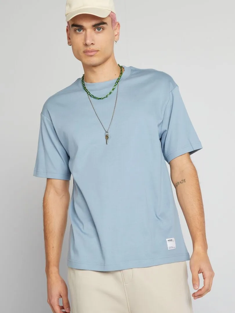 CAMISETA DE ALGODóN CON CUELLO REDONDO  AZUL