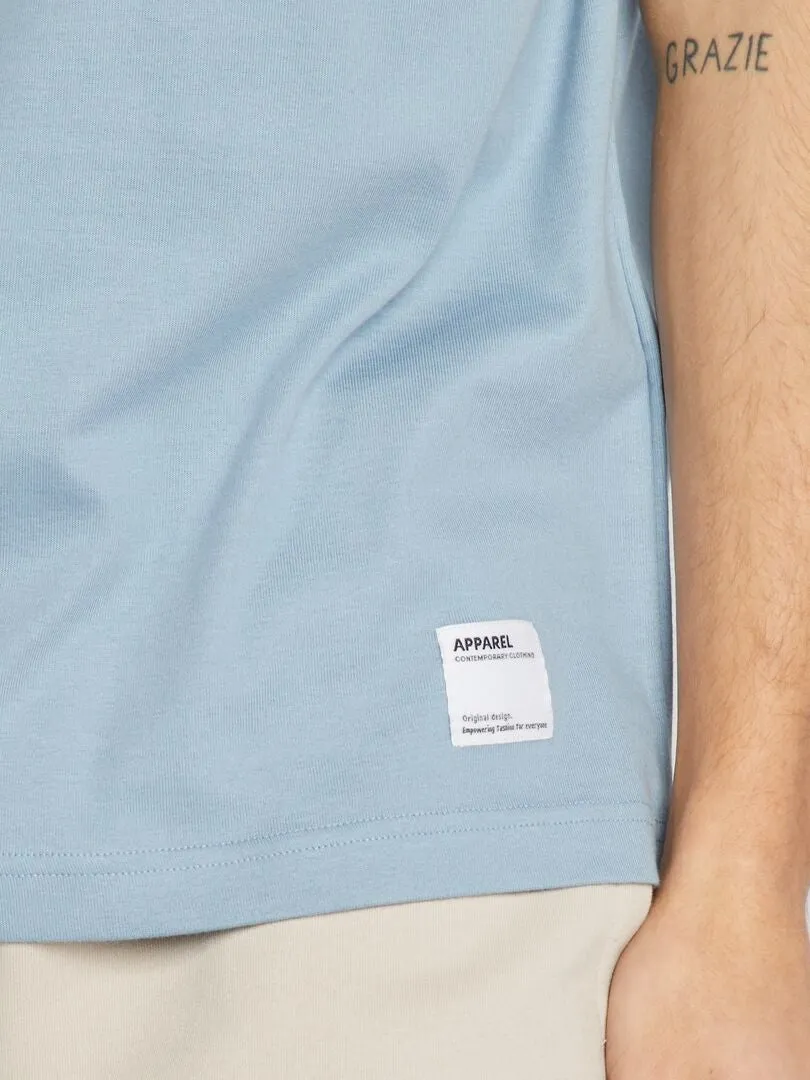 CAMISETA DE ALGODóN CON CUELLO REDONDO  AZUL