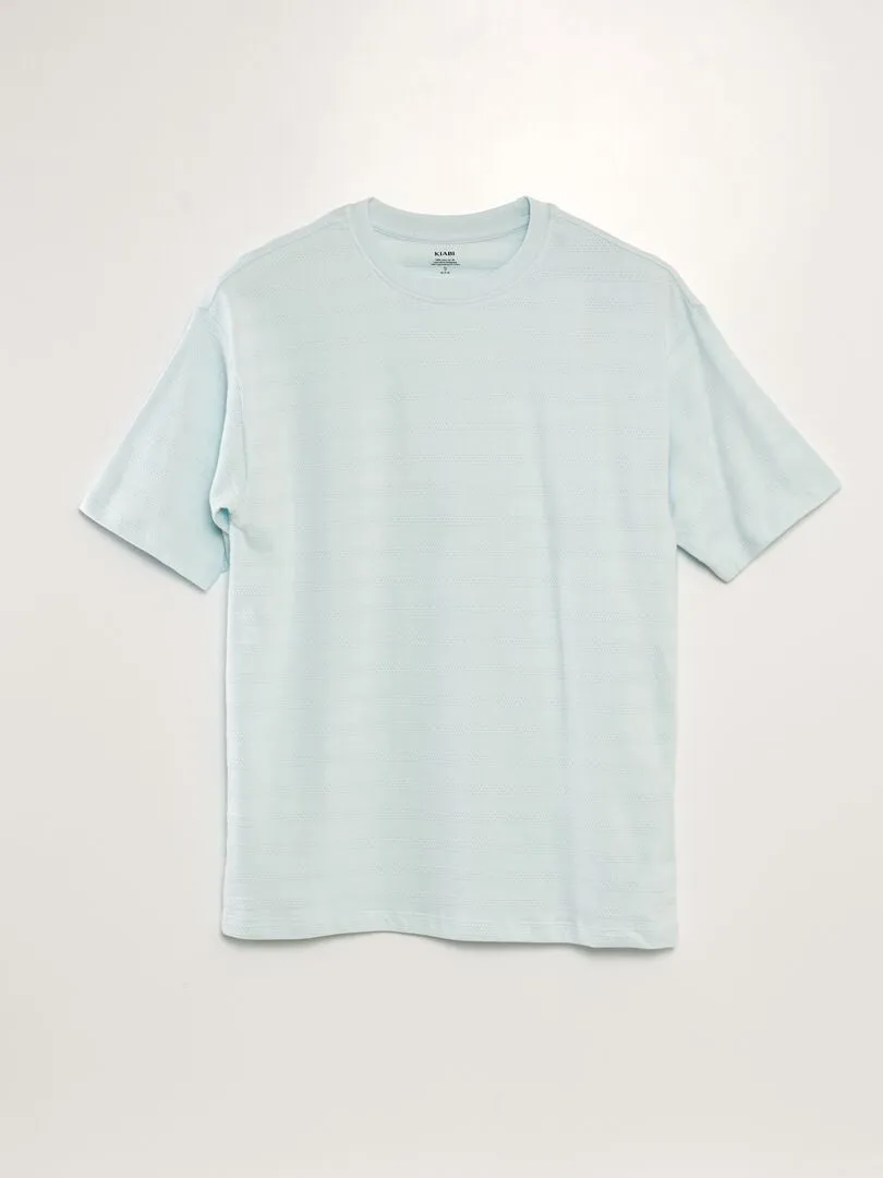 CAMISETA DE ALGODóN CON TEXTURA  AZUL