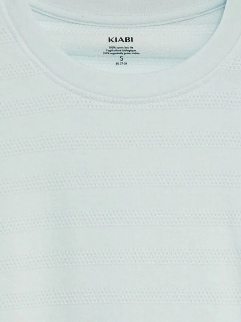 CAMISETA DE ALGODóN CON TEXTURA  AZUL