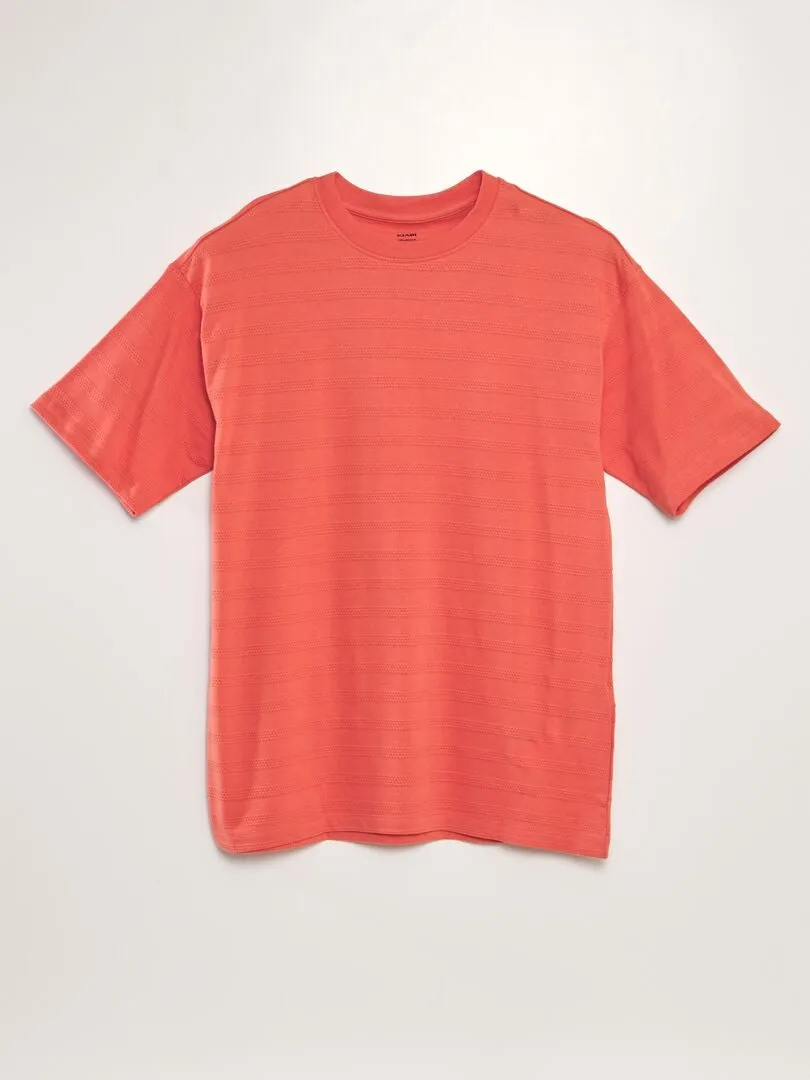 CAMISETA DE ALGODóN CON TEXTURA  NARANJA