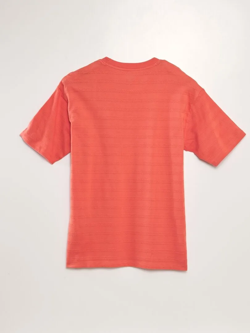 CAMISETA DE ALGODóN CON TEXTURA  NARANJA