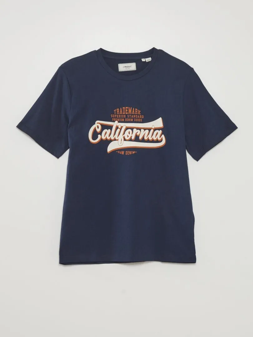 CAMISETA DE CUELLO REDONDO 'PRODUKT'  AZUL