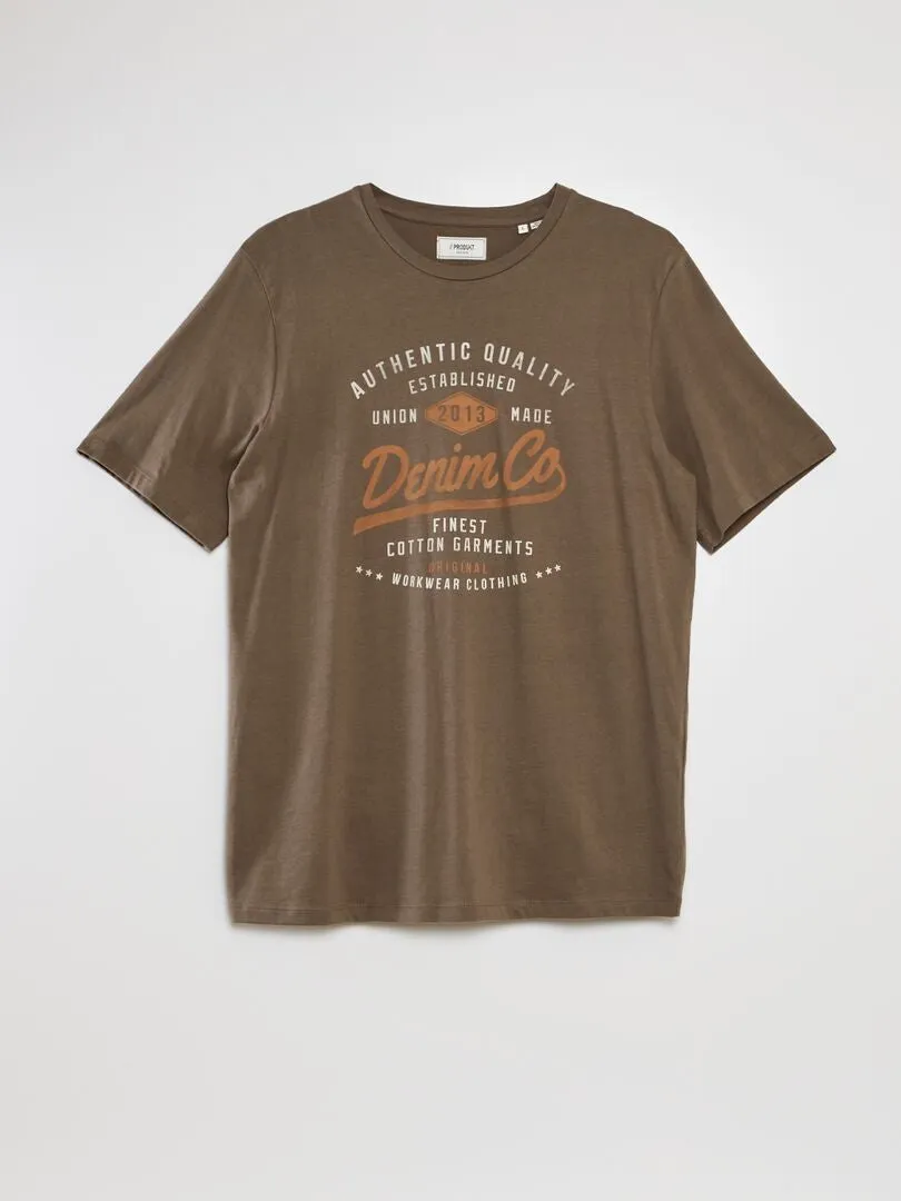 CAMISETA DE CUELLO REDONDO 'PRODUKT'  MARRON