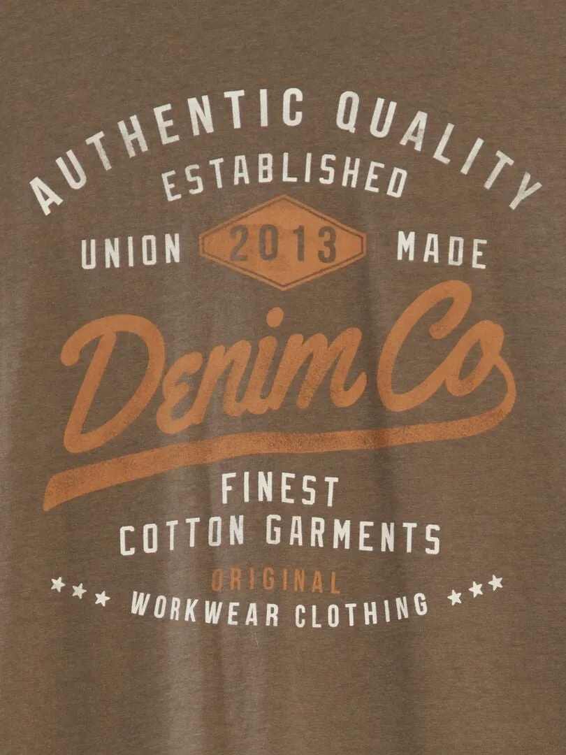 CAMISETA DE CUELLO REDONDO 'PRODUKT'  MARRON