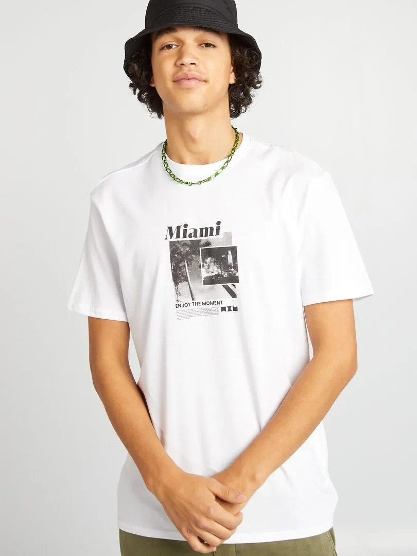 CAMISETA DE MANGA CORTA CON INSCRIPCIONES  BLANCO