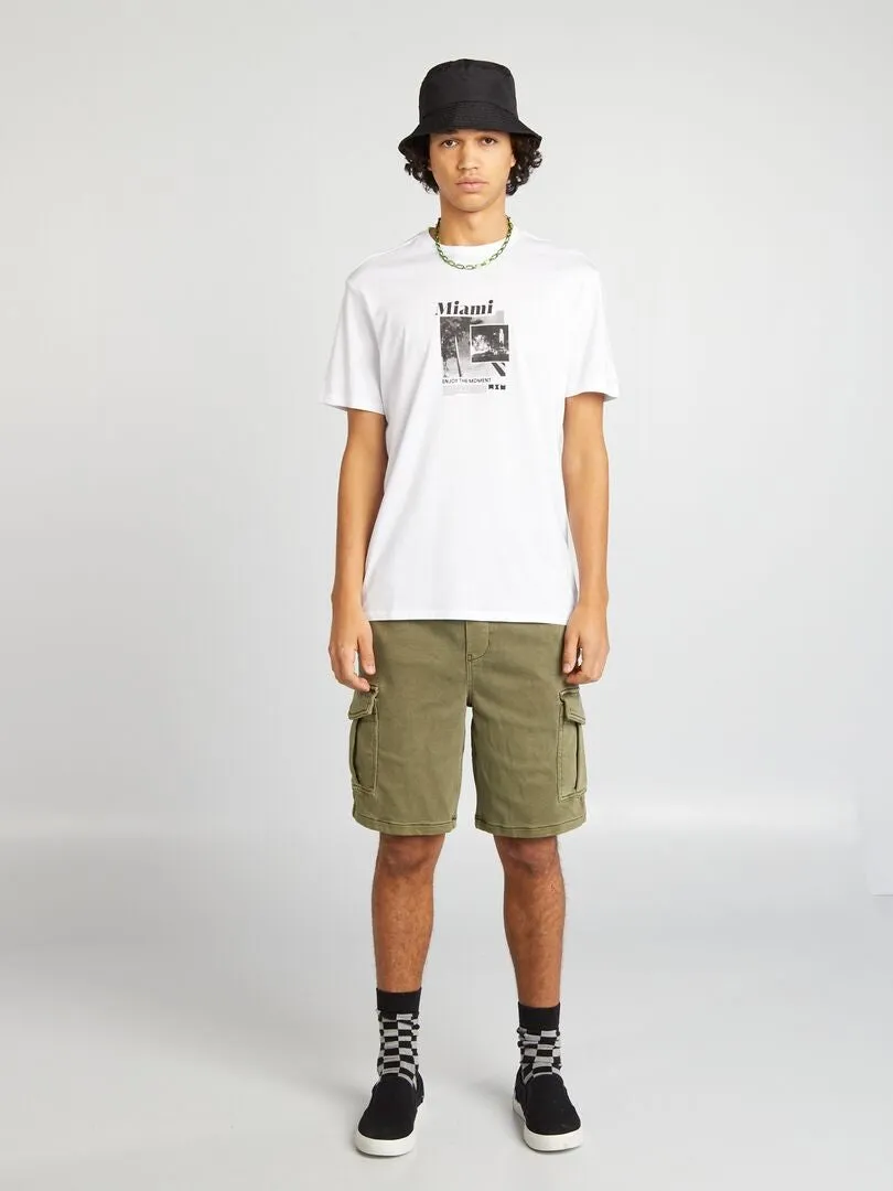 CAMISETA DE MANGA CORTA CON INSCRIPCIONES  BLANCO