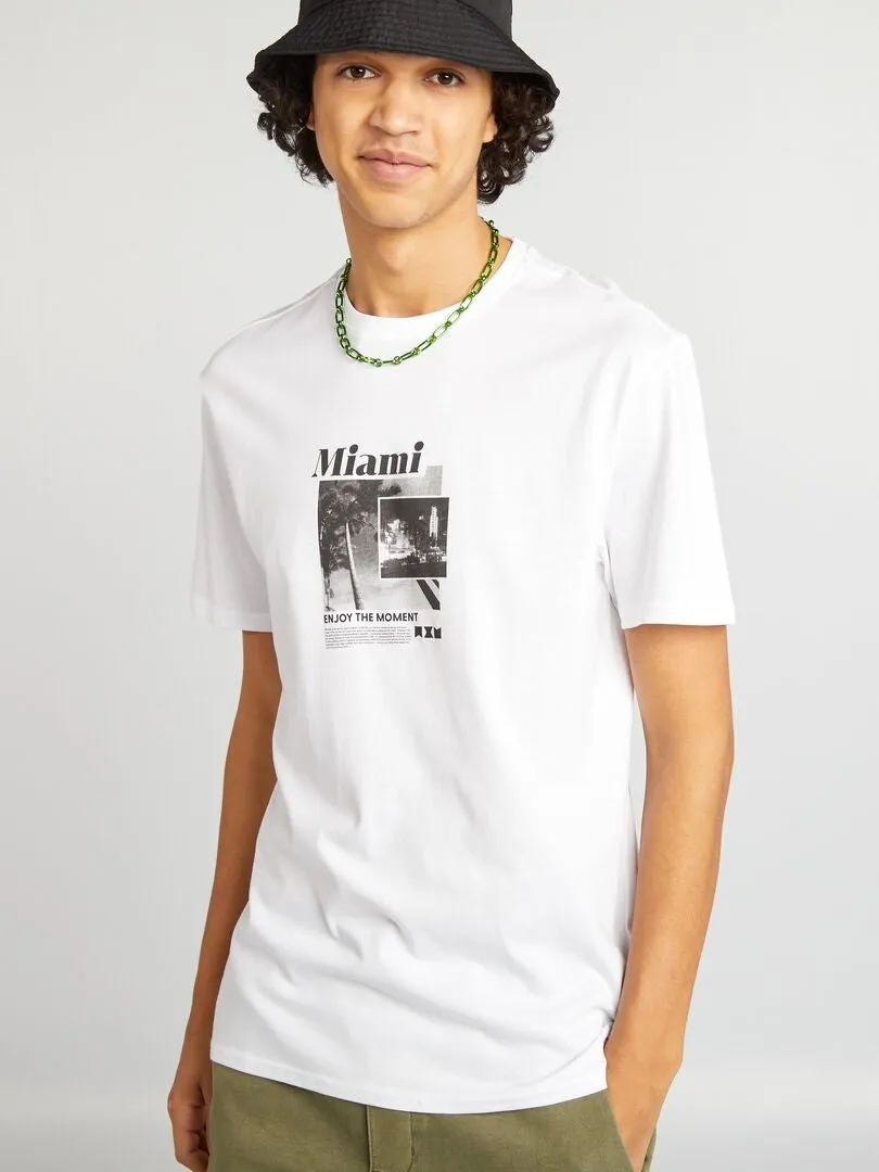 CAMISETA DE MANGA CORTA CON INSCRIPCIONES  BLANCO