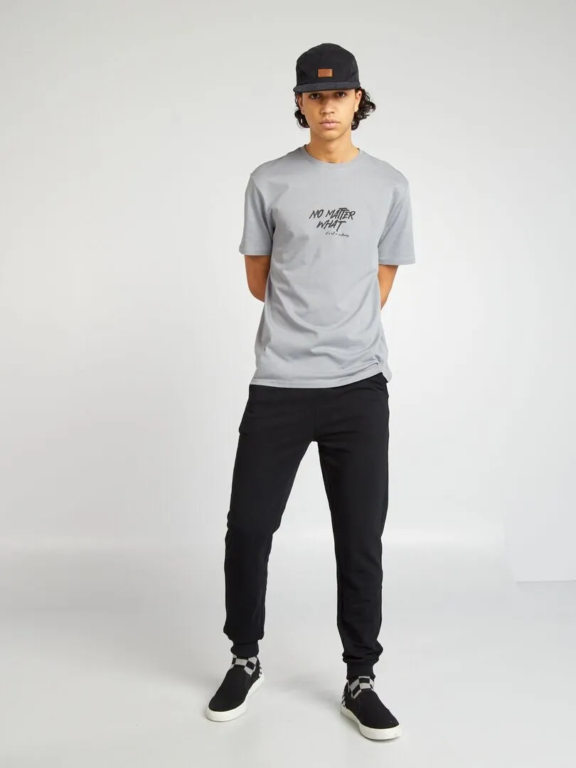 CAMISETA DE MANGA CORTA CON INSCRIPCIONES  GRIS