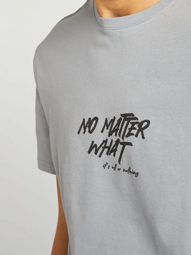 CAMISETA DE MANGA CORTA CON INSCRIPCIONES  GRIS