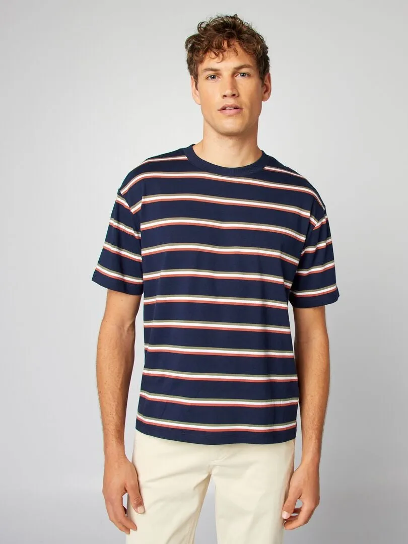 CAMISETA DE PUNTO A RAYAS  NEGRO