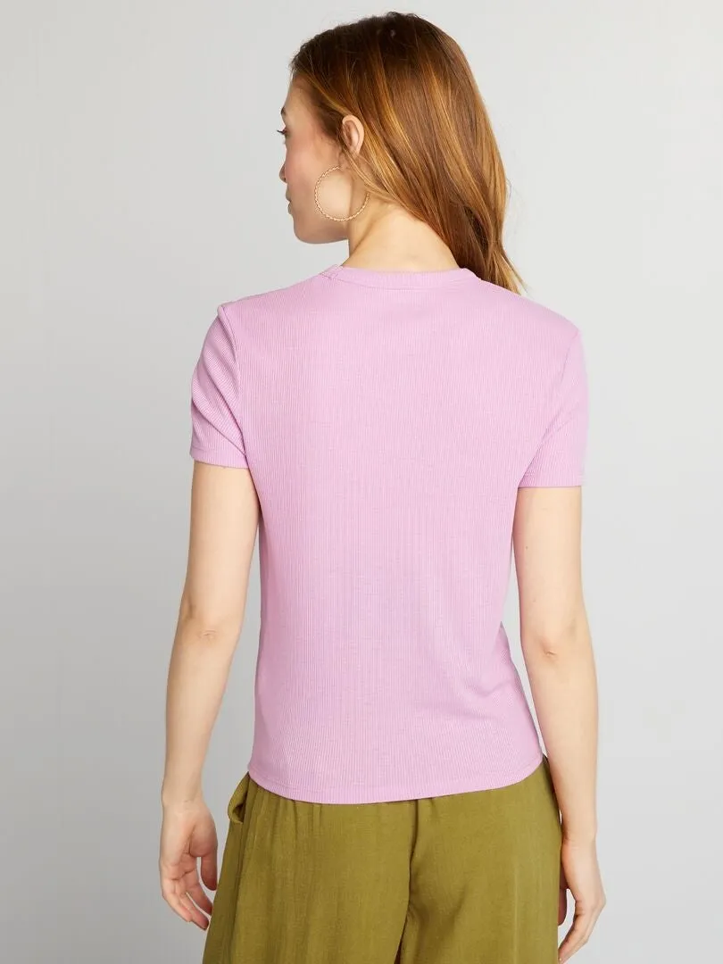 CAMISETA DE PUNTO DE CANALé  ROSA