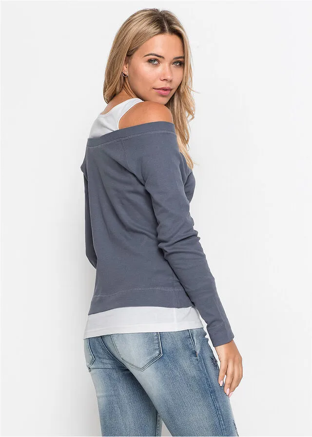 CAMISETA EFECTO 2 EN 1 AZUL HUMOBLANCO