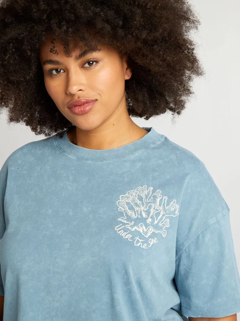 CAMISETA ESTAMPADA CONCHAS  AZUL