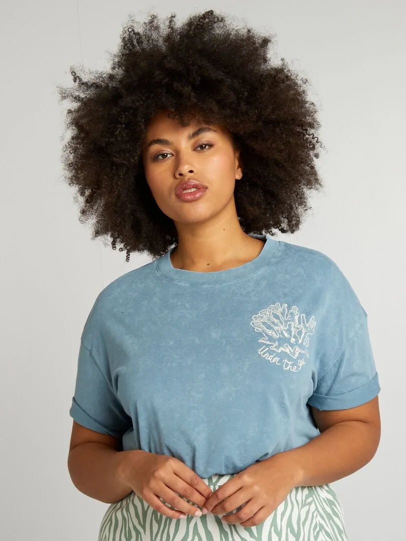 CAMISETA ESTAMPADA CONCHAS  AZUL