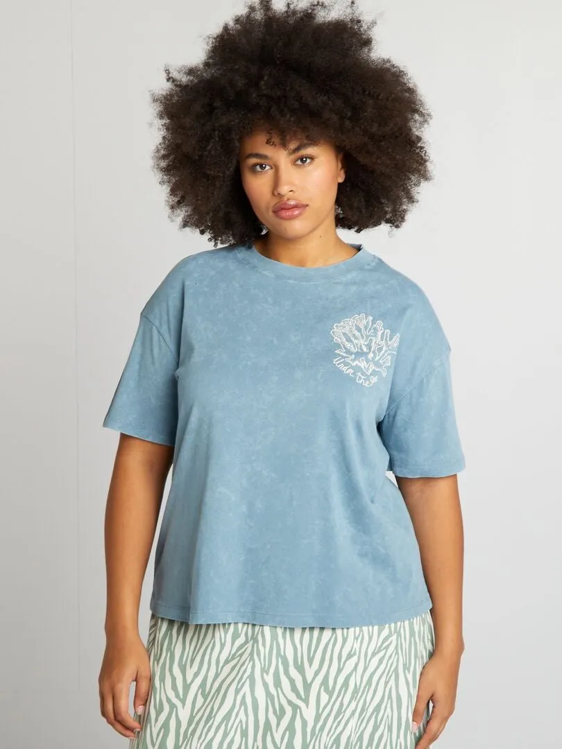 CAMISETA ESTAMPADA CONCHAS  AZUL
