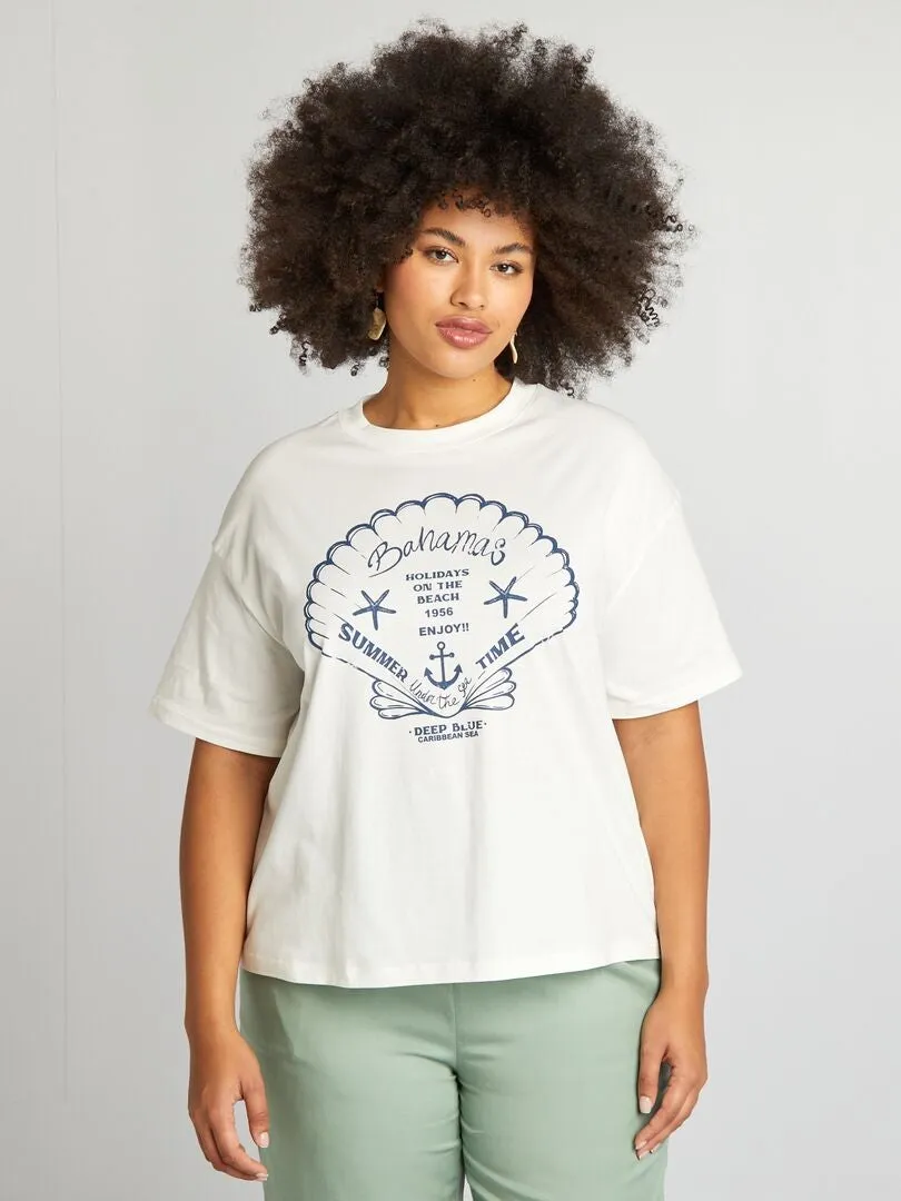 CAMISETA ESTAMPADA CONCHAS  BLANCO