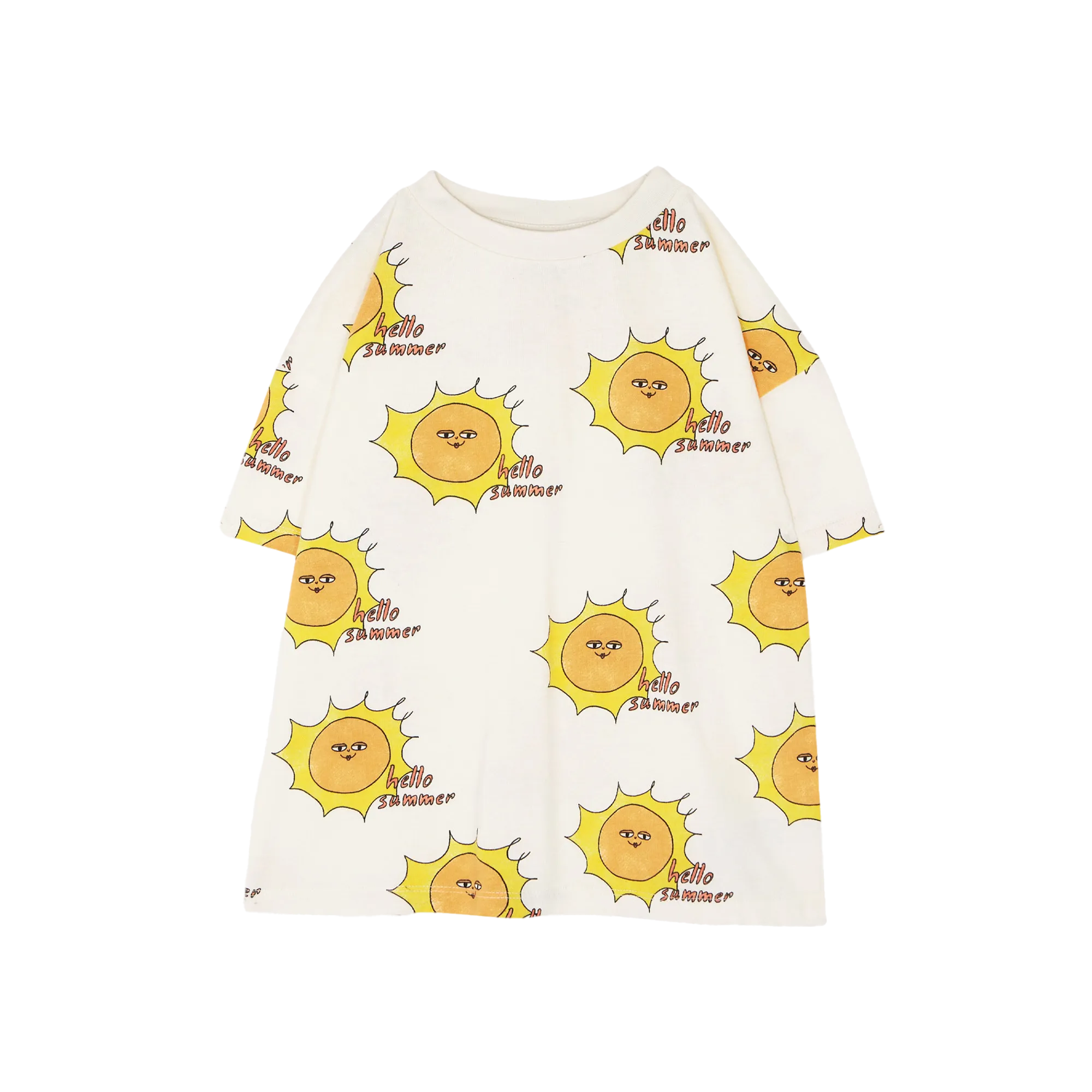 Camiseta holgada de algodón estampada con cuello redondo en blanco