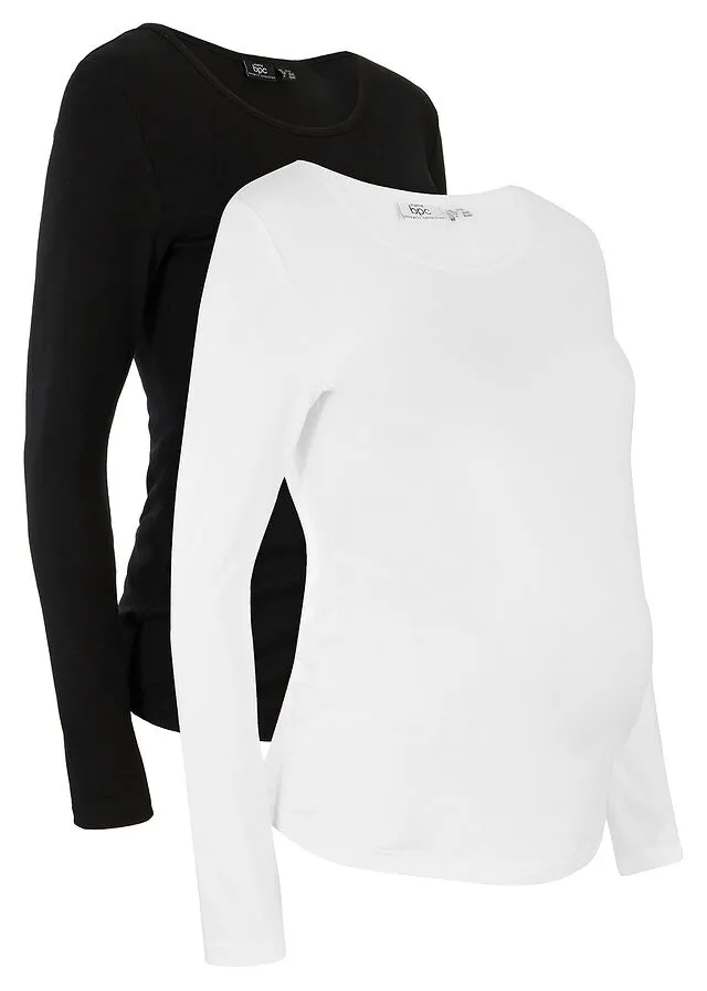 CAMISETA PREMAMá DE ALGODóN (2 UNIDADES) NEGROBLANCO