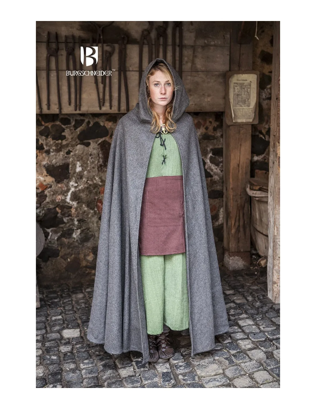 Capa medieval lana Hibernus, gris